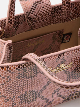 Shop Bag Micro in pink python-print leather