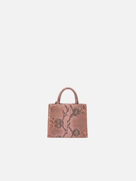 Shop Bag Micro in pink python-print leather