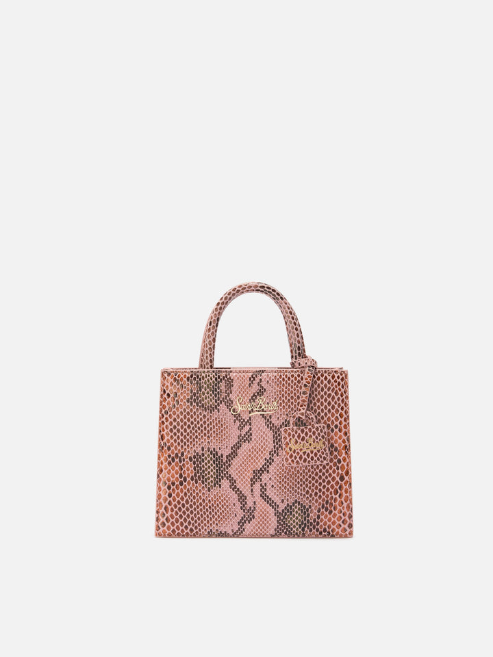 Shop Bag Mini Handbag in pink python-print leather