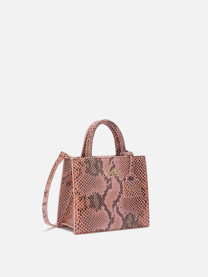 Shop Bag Mini Handbag in pink python-print leather