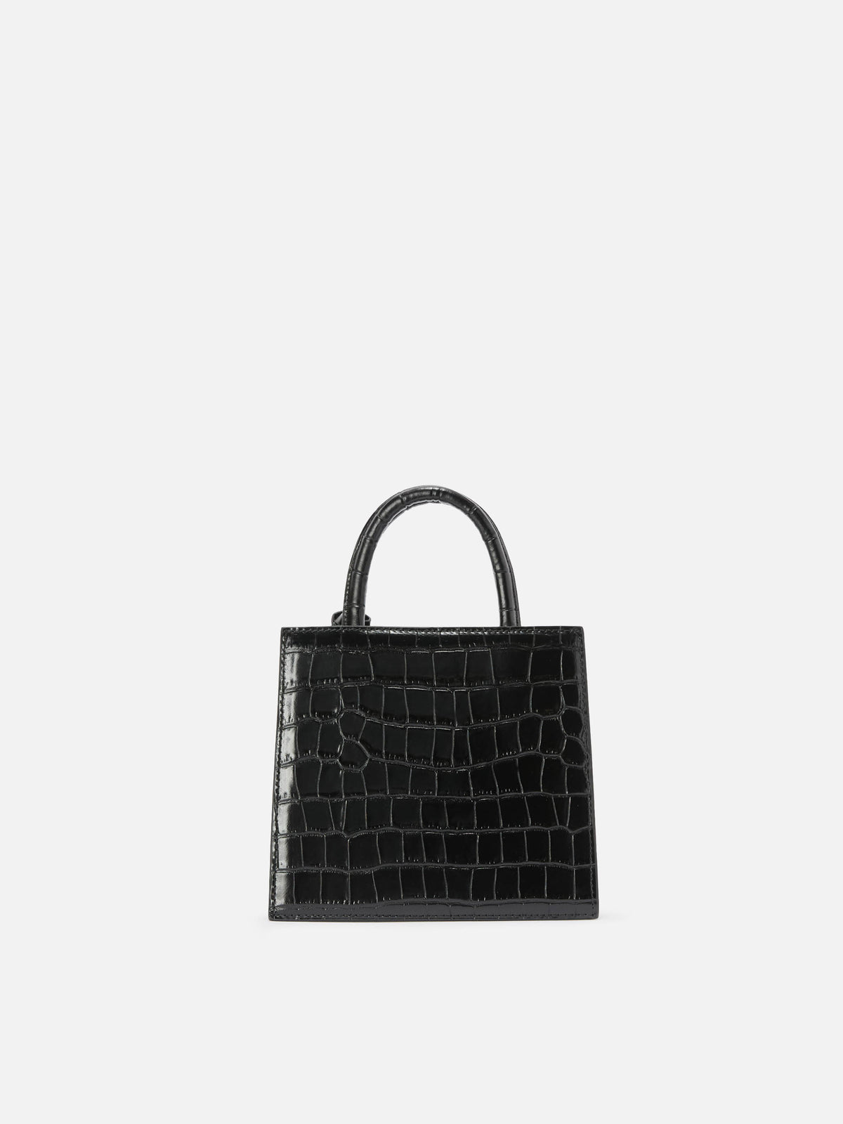 Black Mini Shop bag in croco print leather