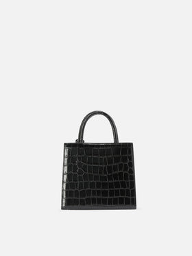 Black Mini Shop bag in croco print leather