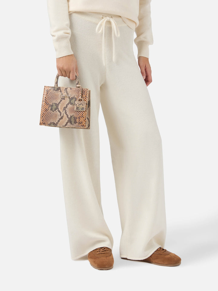 Borsa a mano Shop Bag Mini in pelle stampa pitonata beige