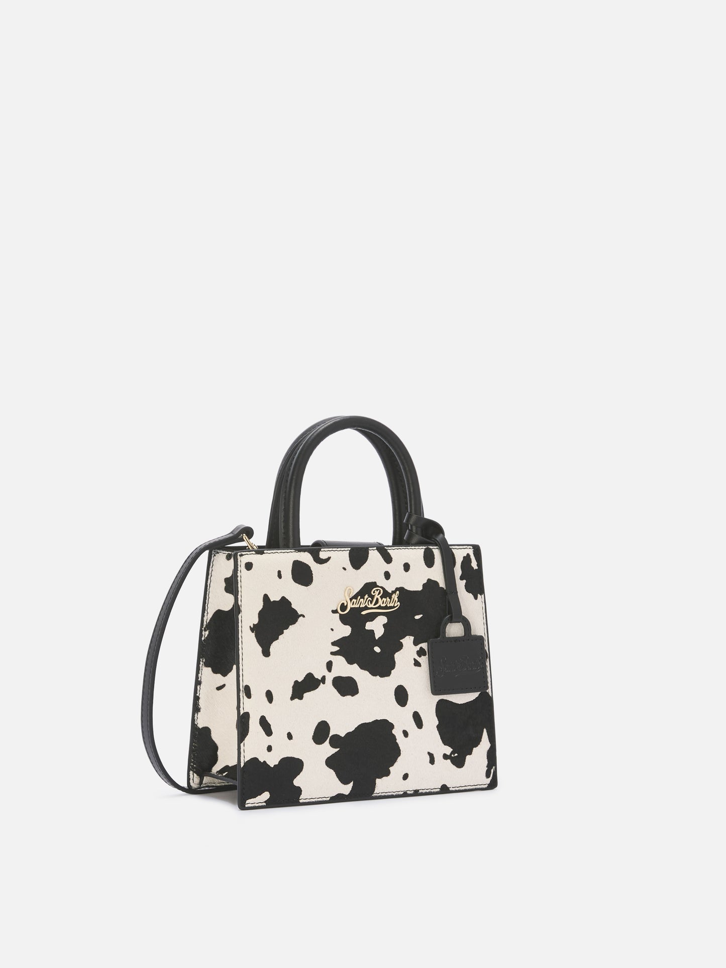 Structured Shop Mini-Tasche aus Ponyhaar mit Kuhmuster 