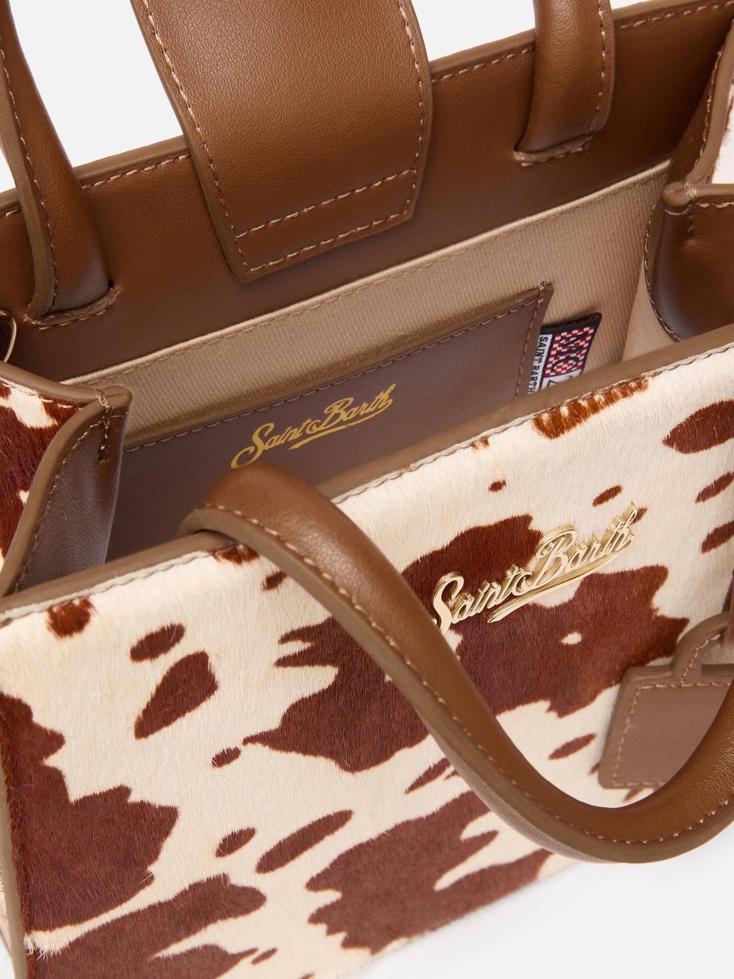 Structured Shop Mini bag in cow print pony hair