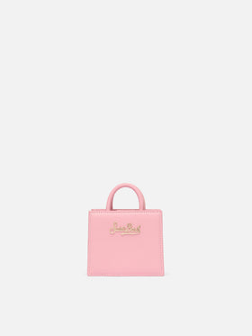 Structured Shop micro bag in pink smooth leather with metal tag