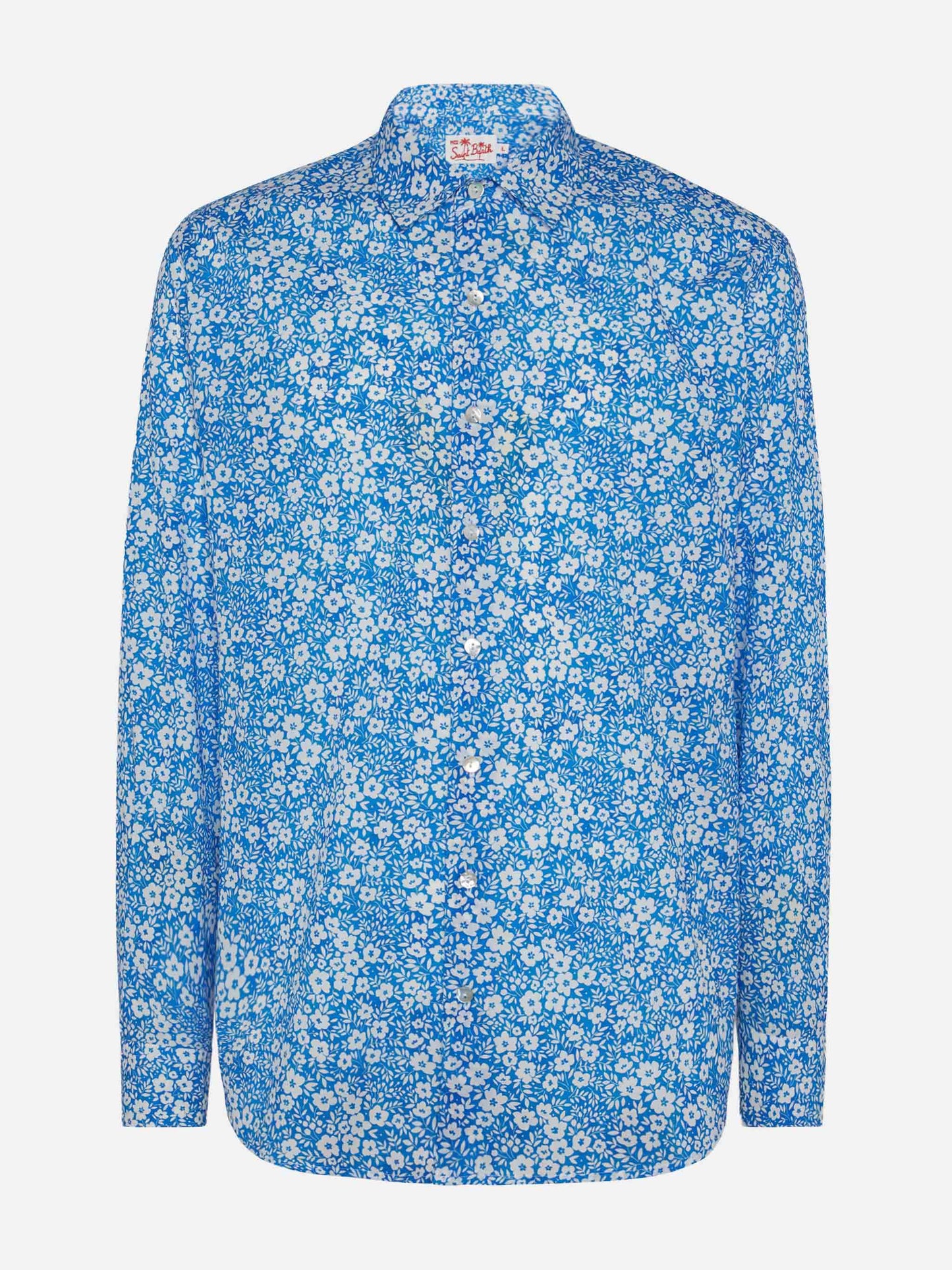 Camicia Sikelia in mussola di cotone con stampa fiori