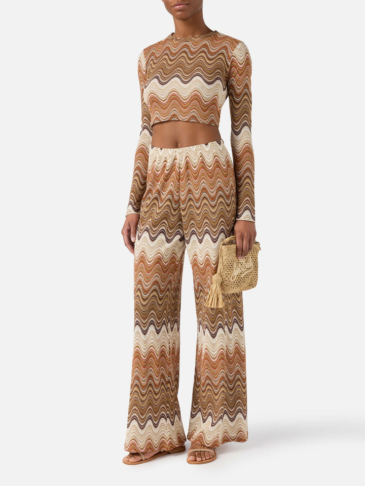 Siviglia cropped degradé raschel top with wave pattern