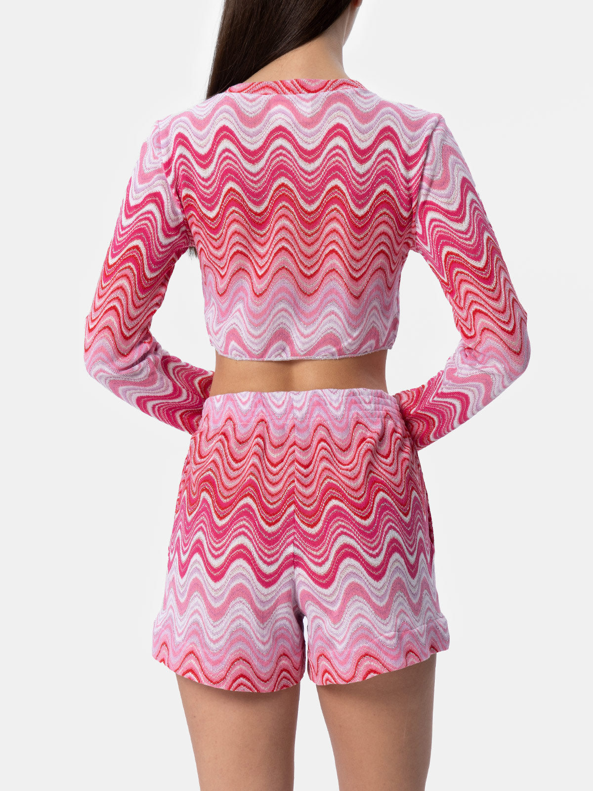 Woman raschel knit cropped t-shirt Siviglia
