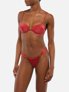 Bügel-Bralette-Bikini Salina Noelle mit frechem Bikinihöschen in schimmerndem Ziegelrot