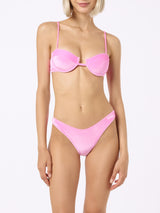 Bikini a bralette con ferretto in ciniglia rosa da donna Salina Naomi