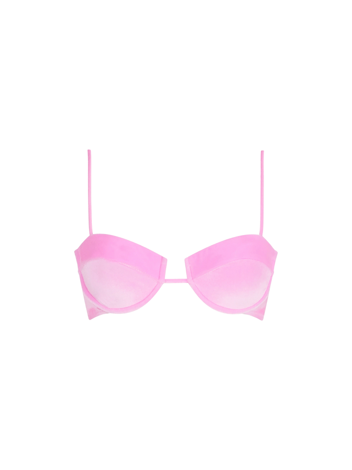 Pink chenille Salina underwired bralette top