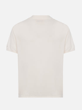 Sloan white buttonless knitted polo shirt