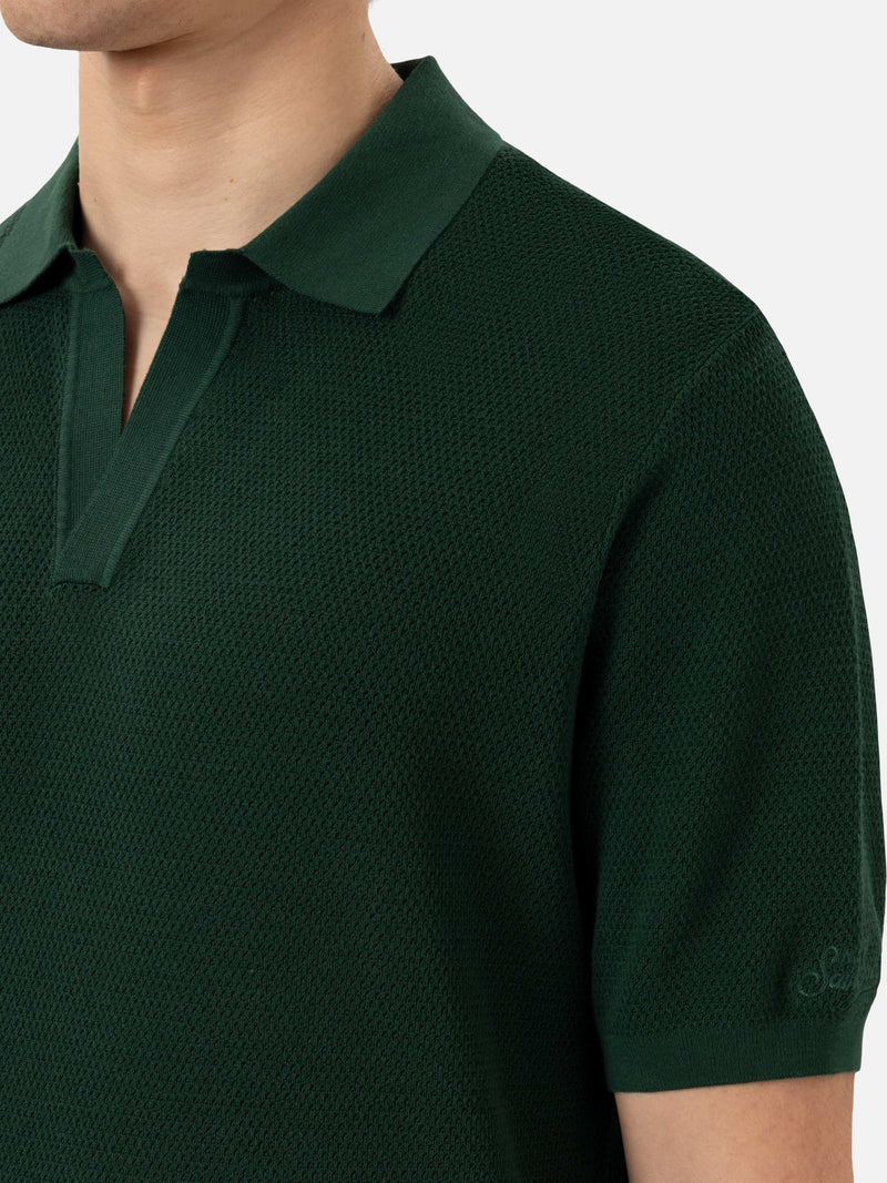 Polo Sloan in maglia a rete verde