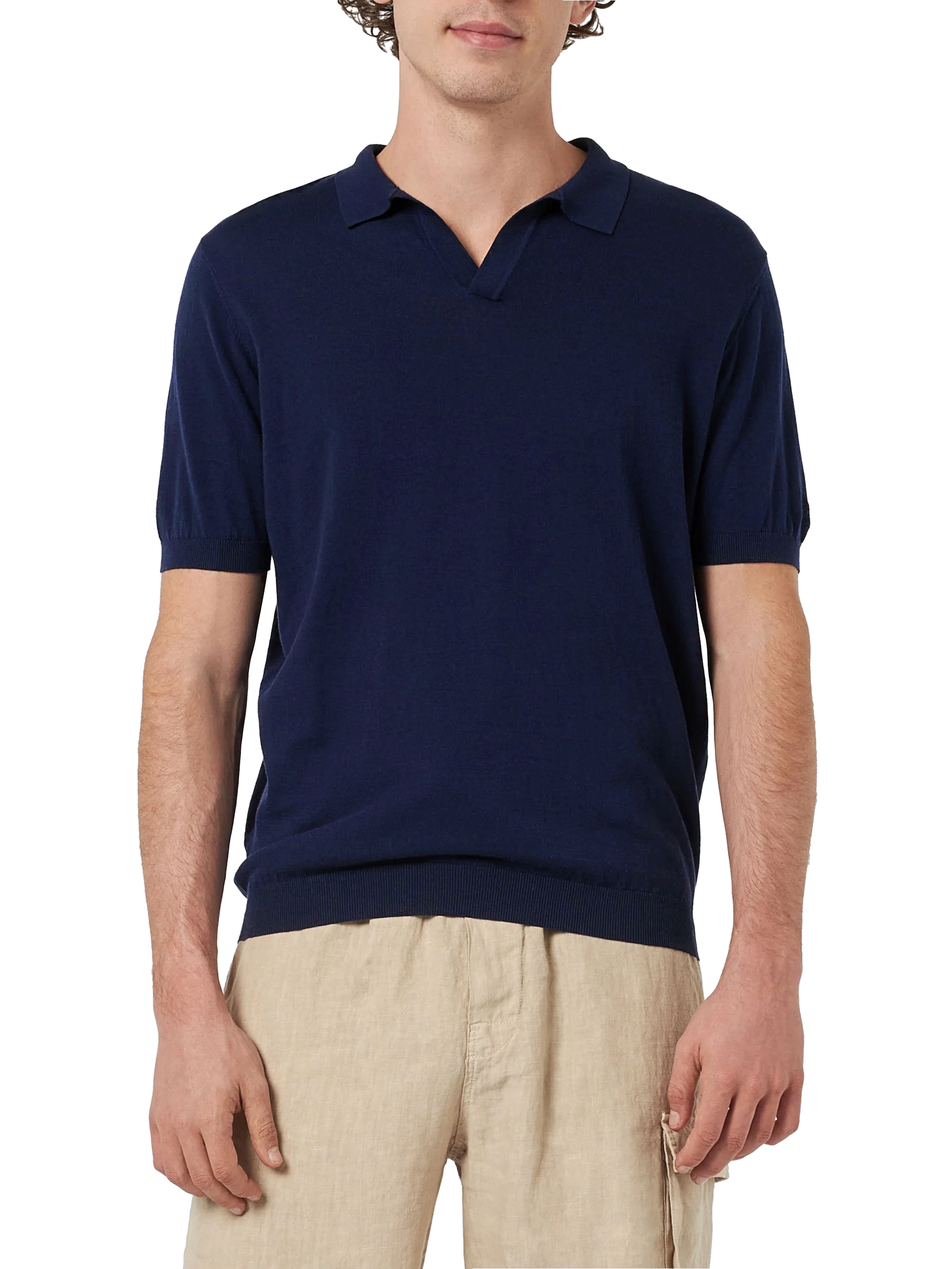 Navy blue buttonless knitted polo shirt Sloan – MC2 Saint Barth Navy blue buttonless knitted polo shirt Sloan – MC2 Saint Barth