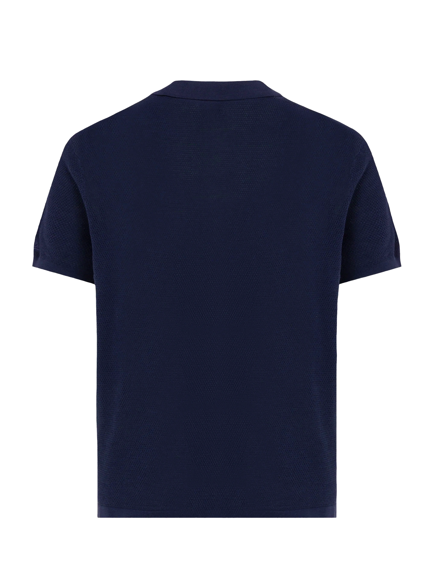 Sloan navy blue mesh buttonless knitted polo shirt