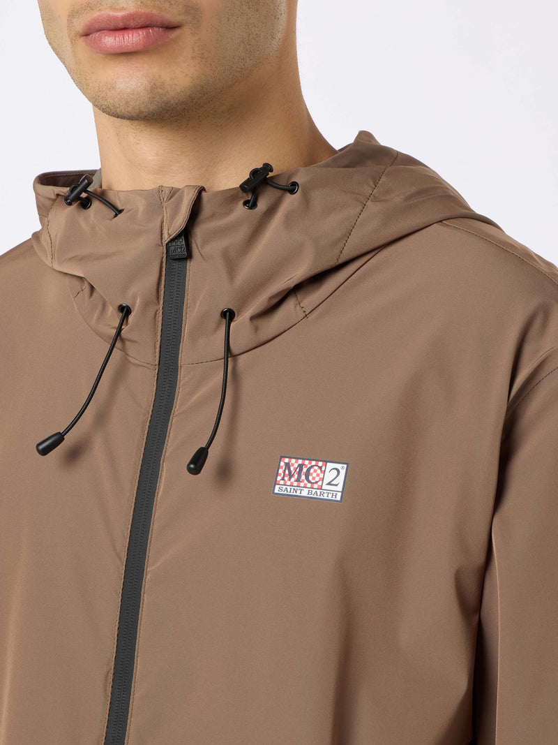 Leichte Windjacke aus khakigrünem Stoff mit Kapuze für Herren Sloop