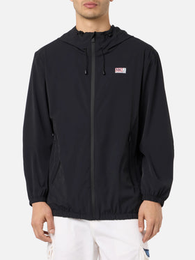 Man hooded lightweight black fabric windbreaker Sloop