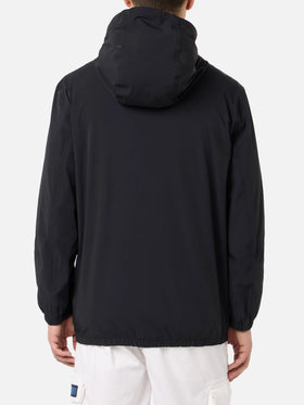 Man hooded lightweight black fabric windbreaker Sloop
