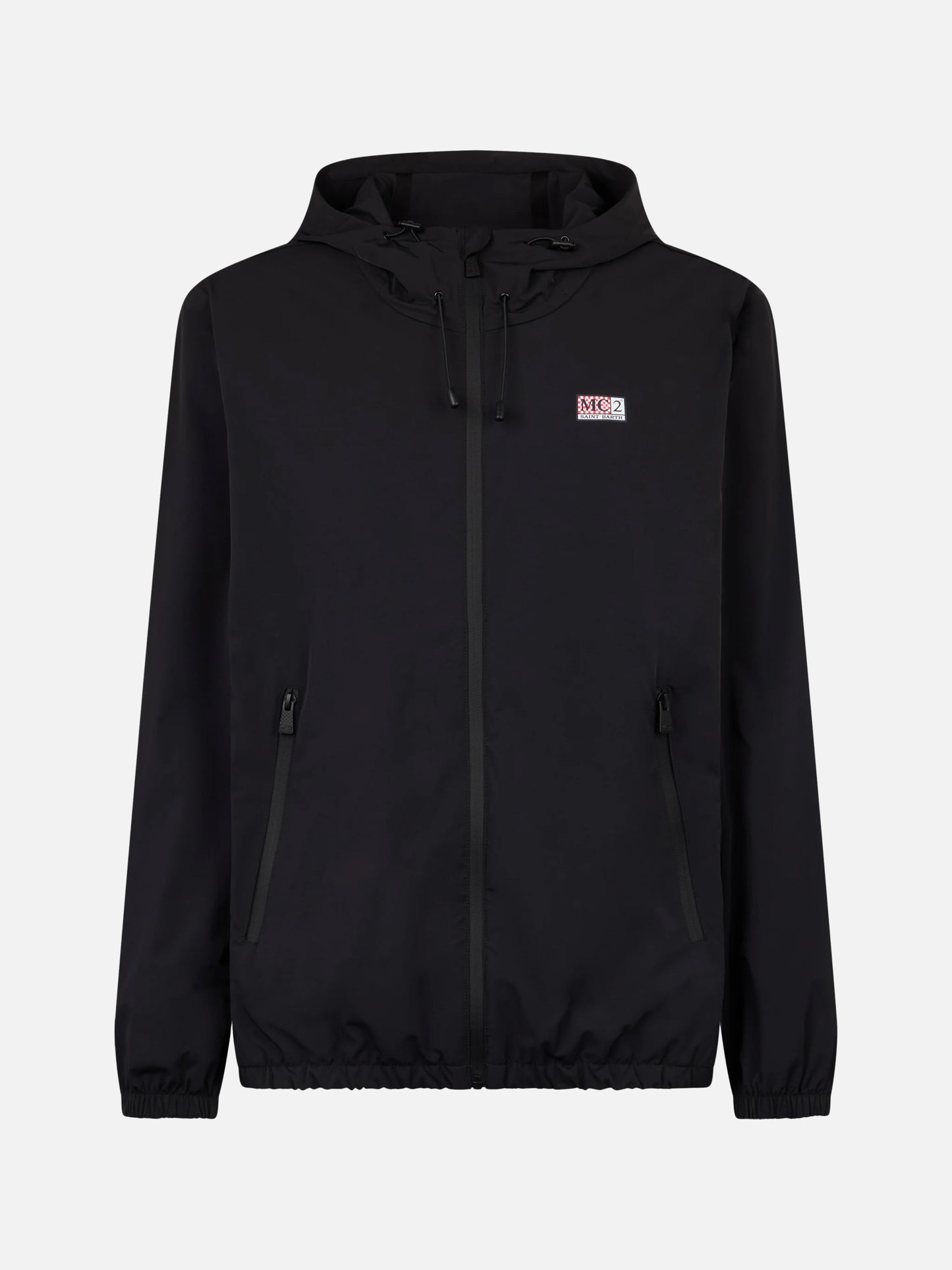 Man hooded lightweight black fabric windbreaker Sloop