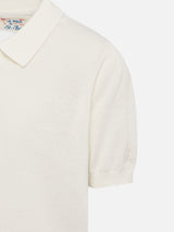 Sloan Jr white knitted polo shirt