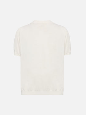 Sloan Jr white knitted polo shirt
