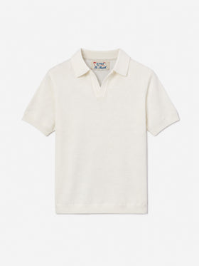 Sloan Jr weißes gestricktes Poloshirt 