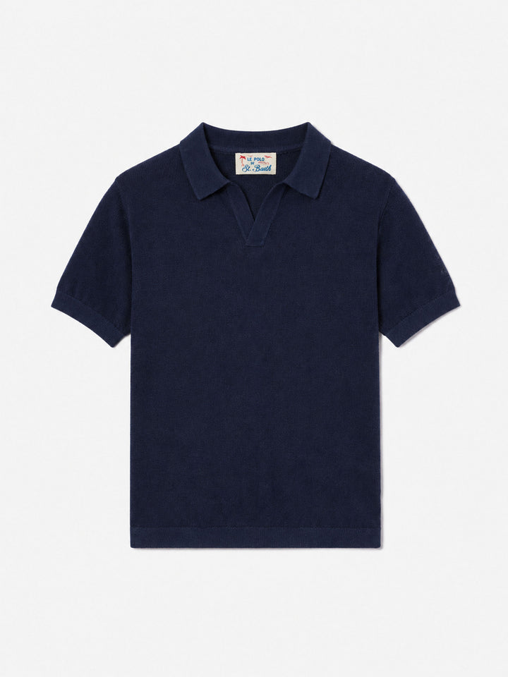 Polo de punto azul marino Sloan Jr 