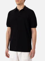 Polo Sloan in maglia seta e cotone nero