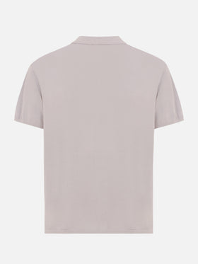 Sloan beige silk cotton knitted polo shirt