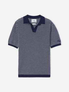 Polo Sloan in cotone pregiato high twist a righe blu
