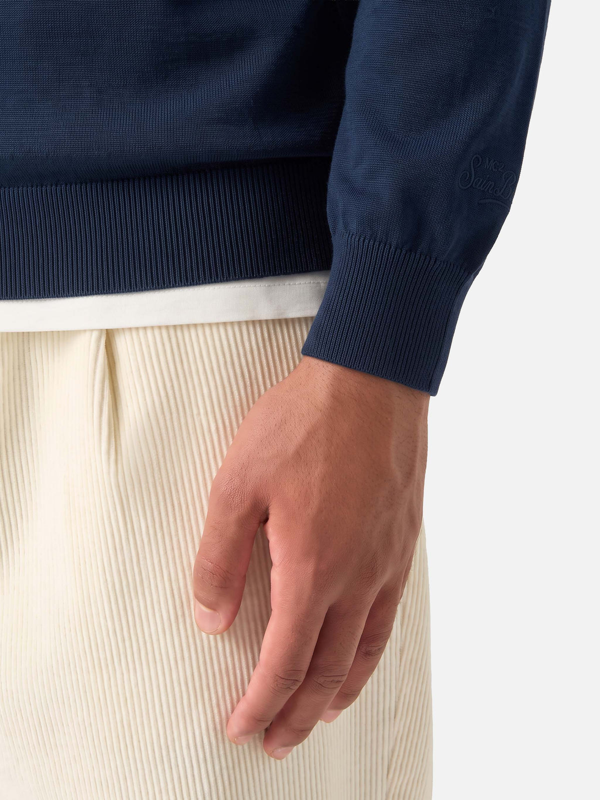 Polo Sloan azul marino de manga larga blue en tejido de algodón y seda 