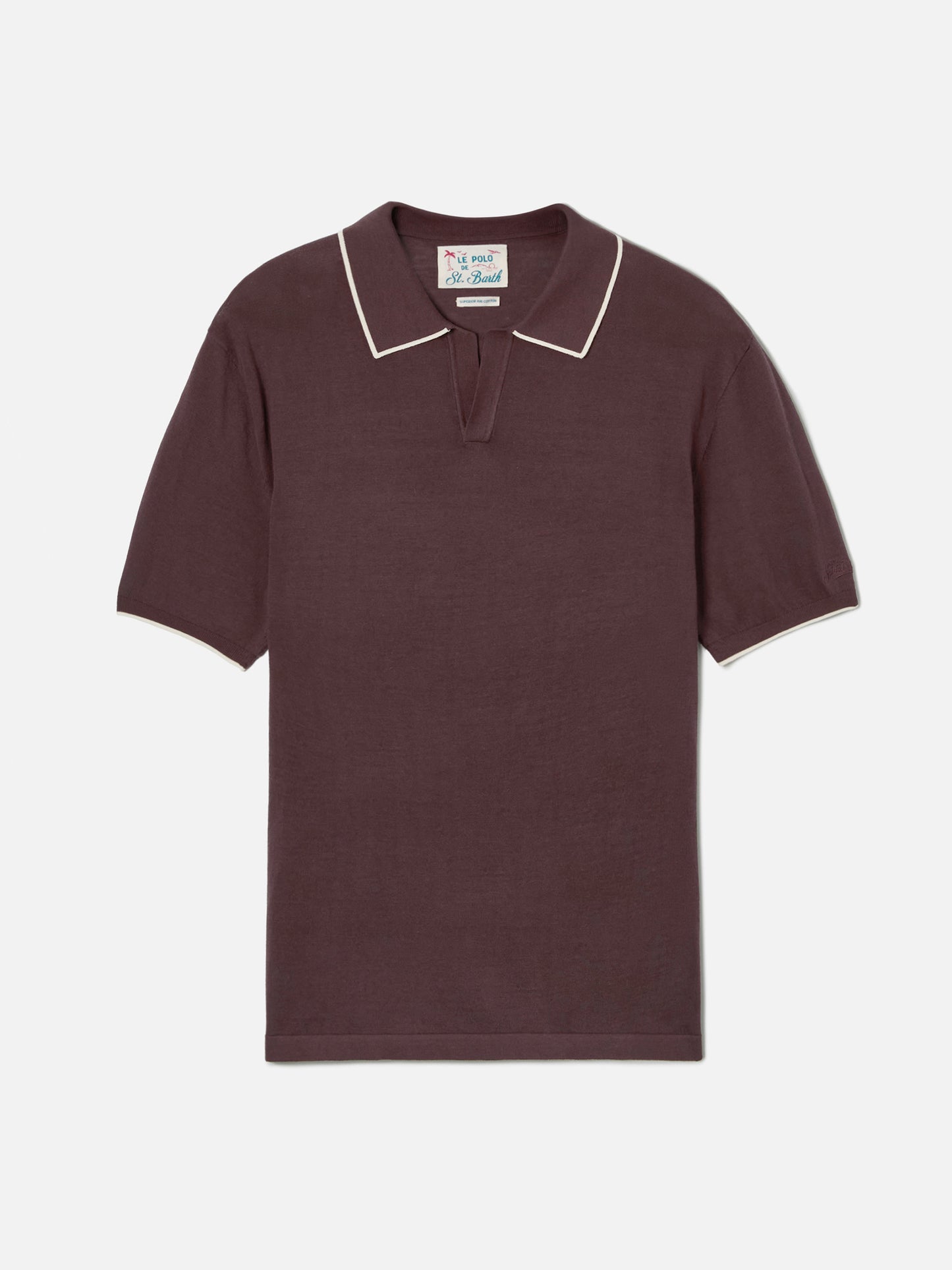 Sloan brown polo in premium high-twist cotton with contrast trims