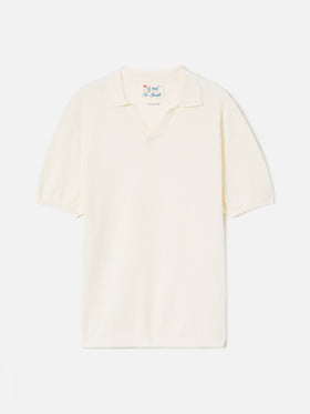 Sloan Net beige polo in premium high-twist cotton