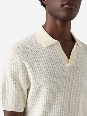 Sloan Net beige polo in premium high-twist cotton