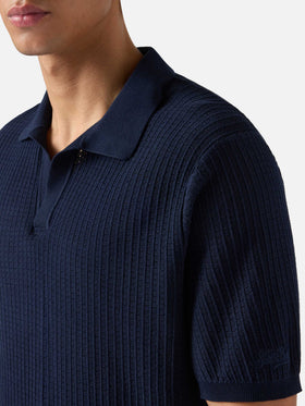 Sloan Net blue polo in premium high-twist cotton