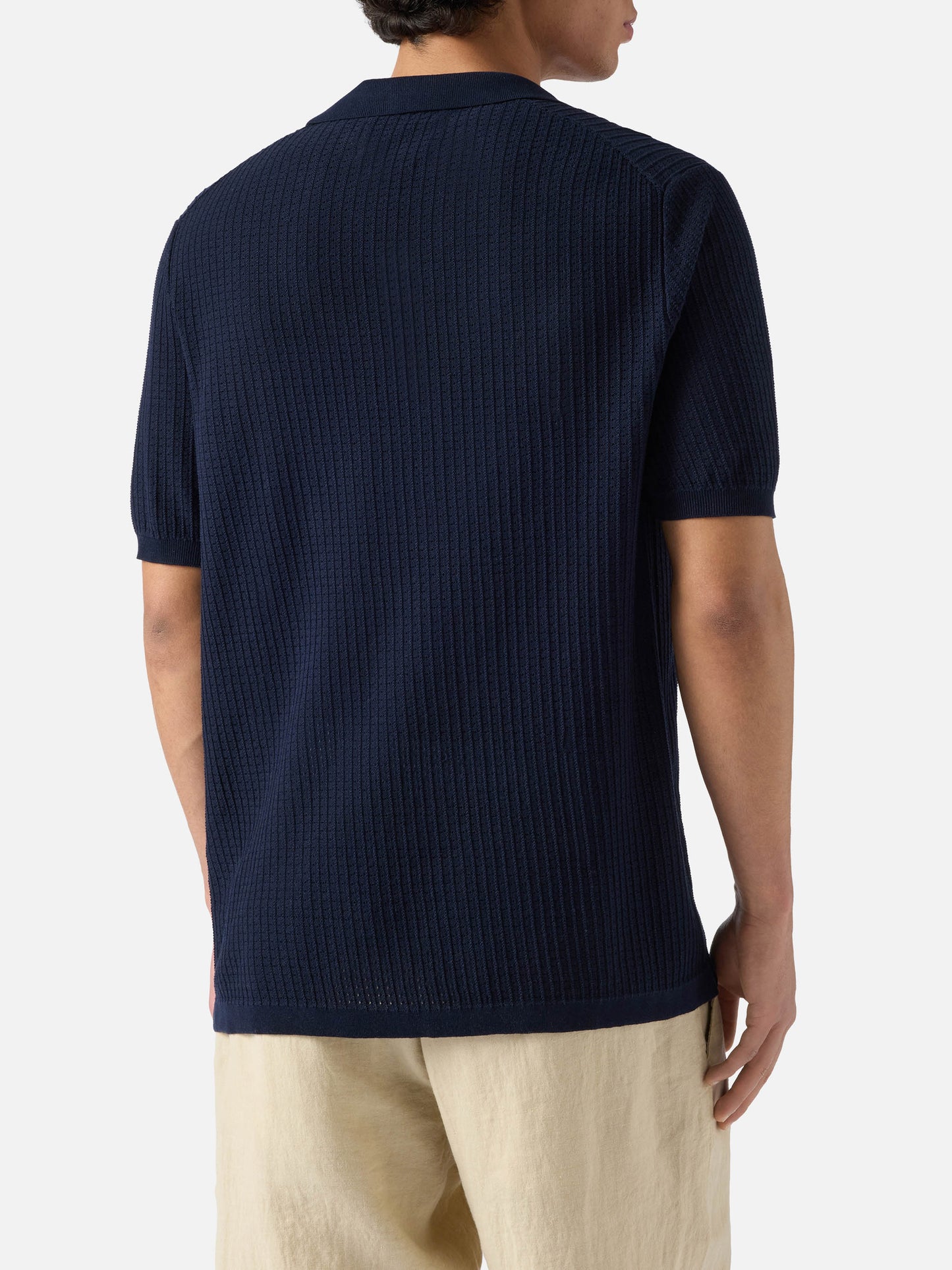 Sloan Net blue polo in premium high-twist cotton