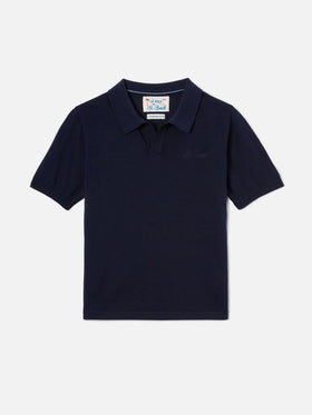 Knitted Sloan Jr polo in navy blue