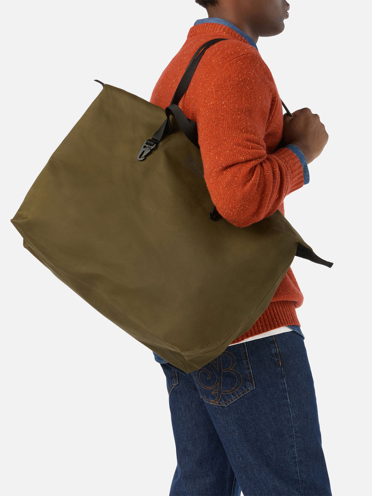 Nahtlose gewachste Maxi-Tasche in Militärgrün 