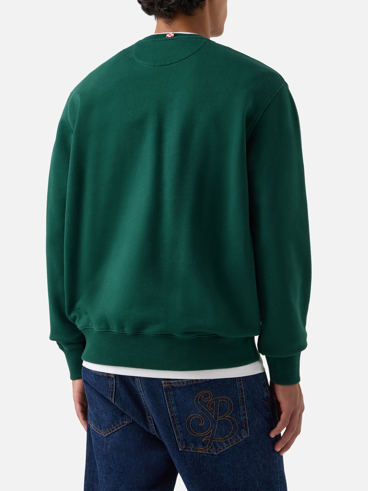 Sweat-shirt ras-du-cou Soho en coton vert avec broderie Bollicine Habitué 