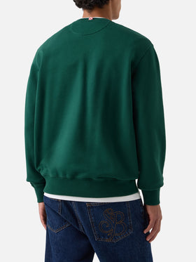 Sweat-shirt ras-du-cou Soho en coton vert avec broderie Bollicine Habitué 