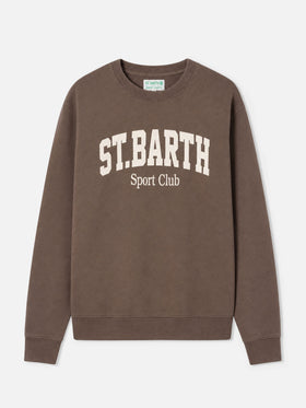 Sweat-shirt Soho en coton marron avec imprimé St. Barth Sport Club 