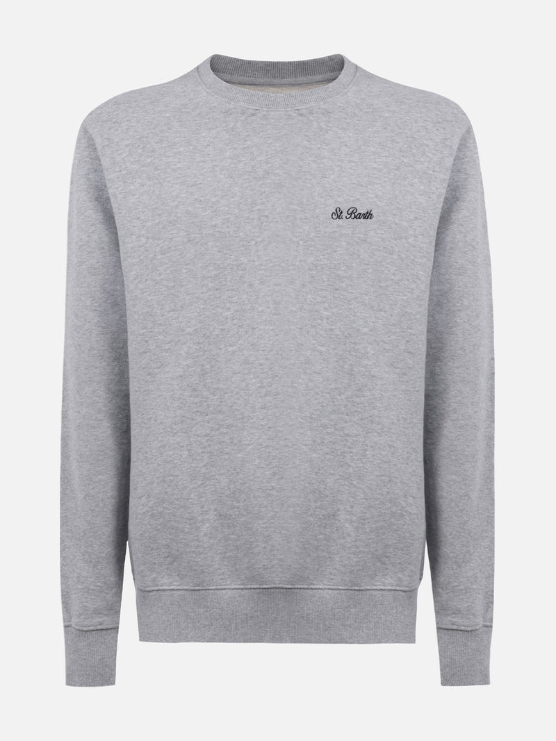 Man mélange grey sweatshirt with St. Barth embroidery