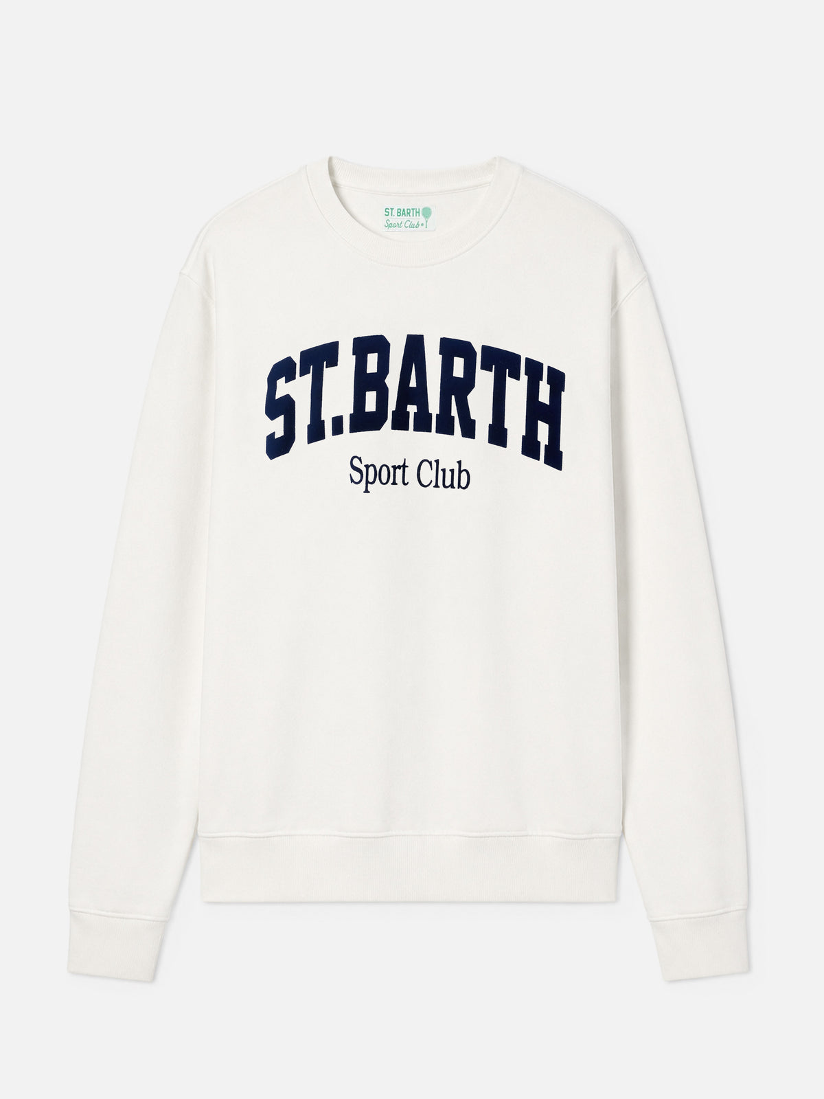 Felpa Soho in cotone bianco con stampa flock St. Barth sport club