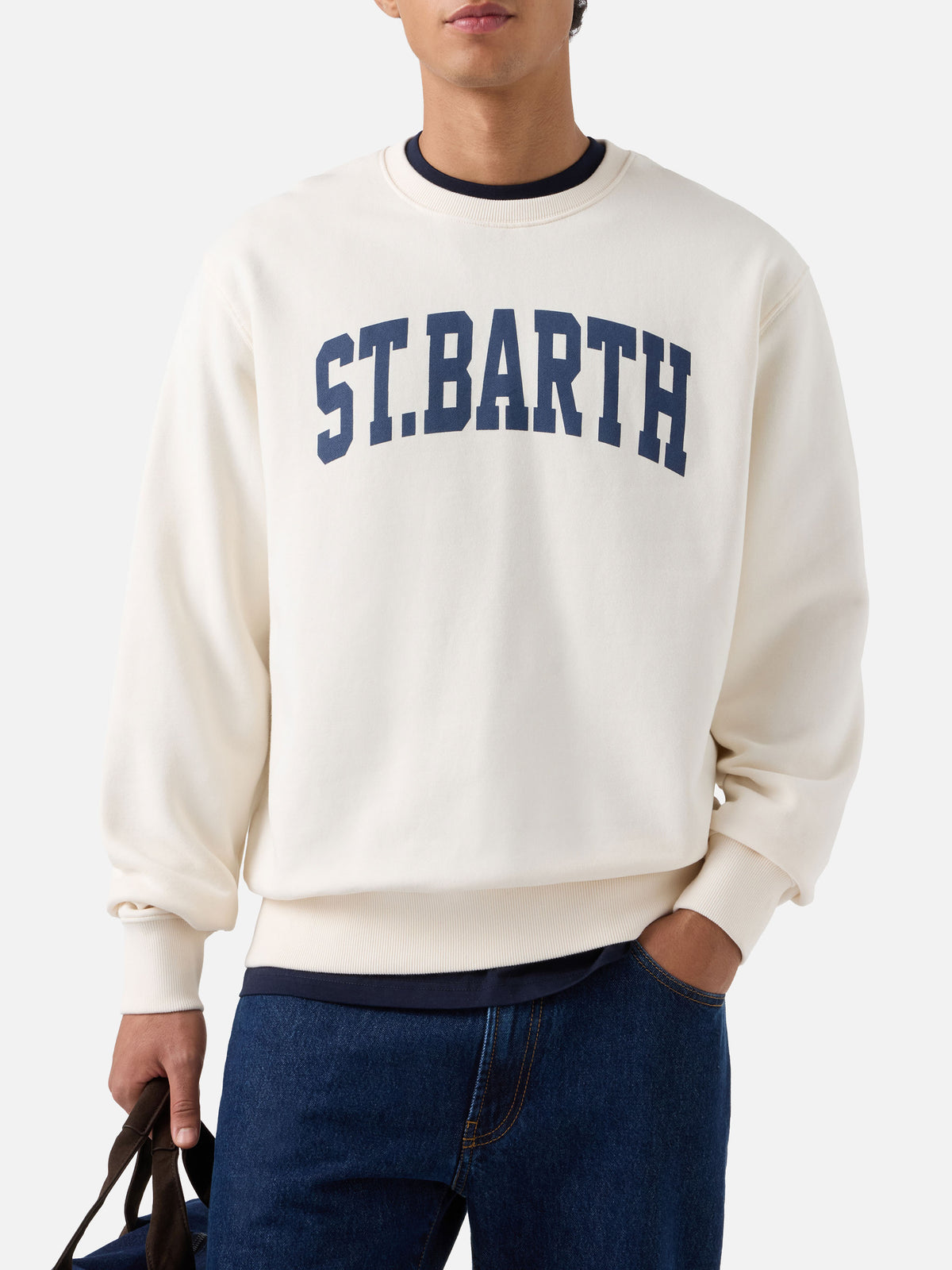 Sweat-shirt ras-du-cou Soho en coton blanc avec imprimé St. Barth 