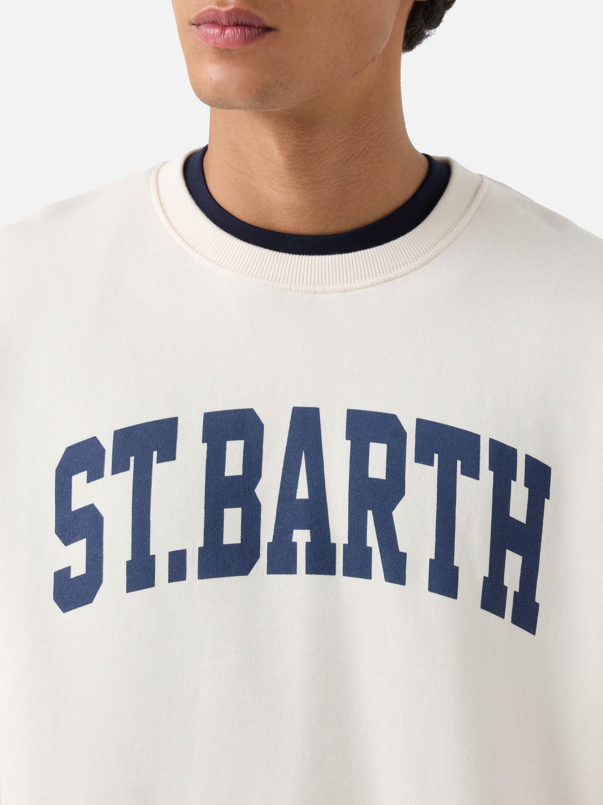 Sweat-shirt ras-du-cou Soho en coton blanc avec imprimé St. Barth 