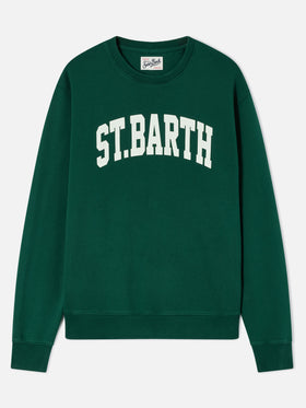 Soho crewneck sweatshirt in green cotton with St. Barth print
