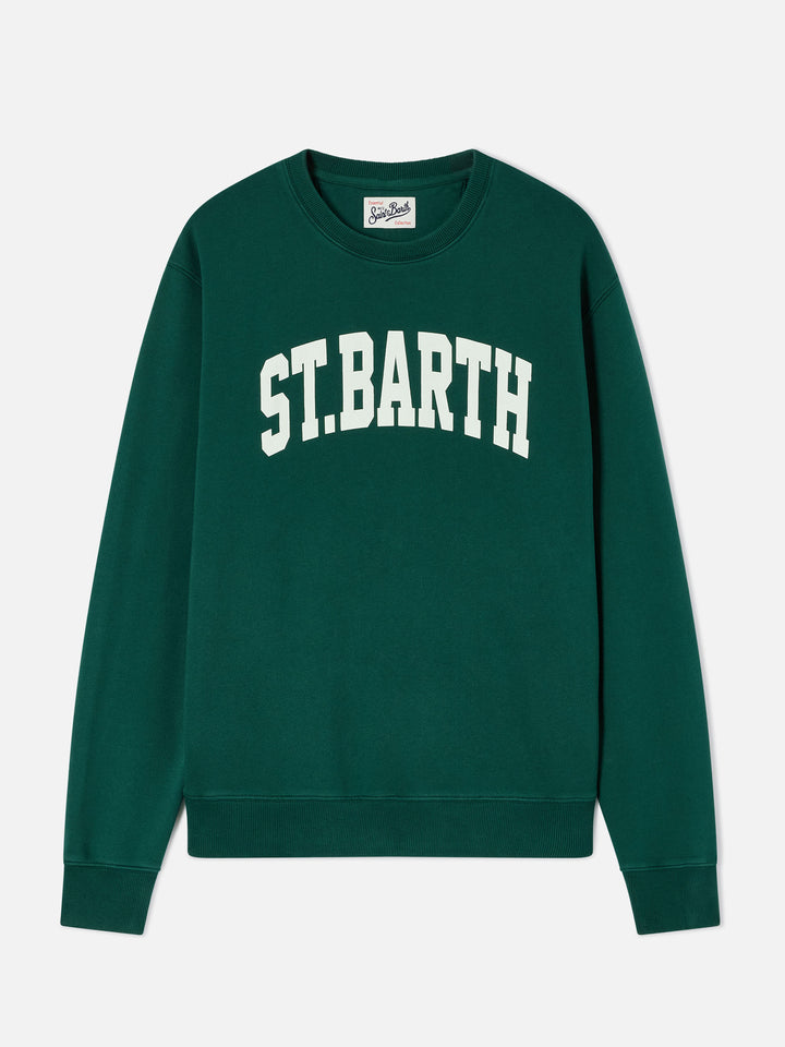 Sudadera de cuello redondo Soho en algodón verde con estampado St. Barth 