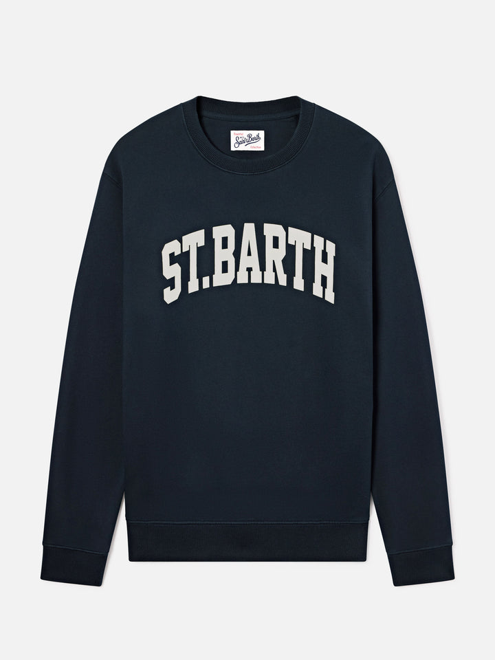 Felpa Soho blu navy in cotone con stampa St. Barth