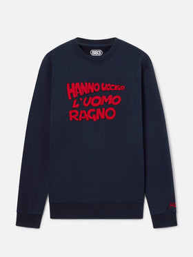 Navy blue Soho cotton sweatshirt with Uomo Ragno embroidery | Special edition
